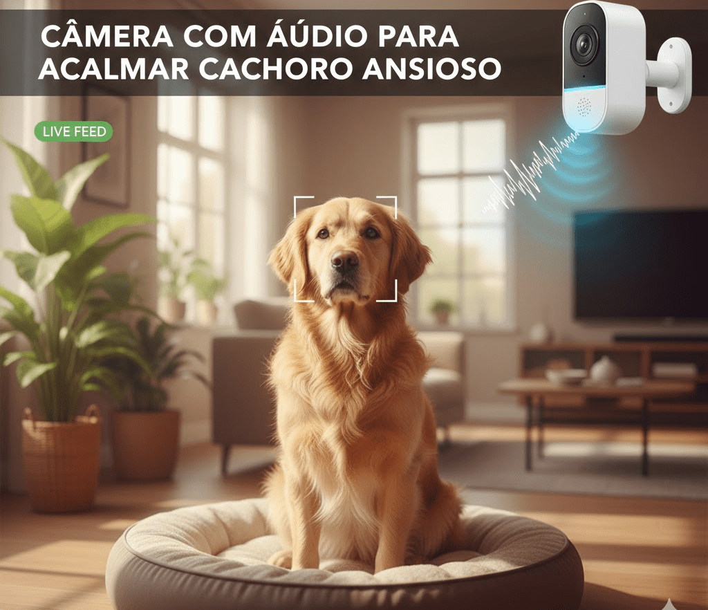 CÂMERA COM ÁUDIO PARA ACALMAR CACHORRO ANSIOSO